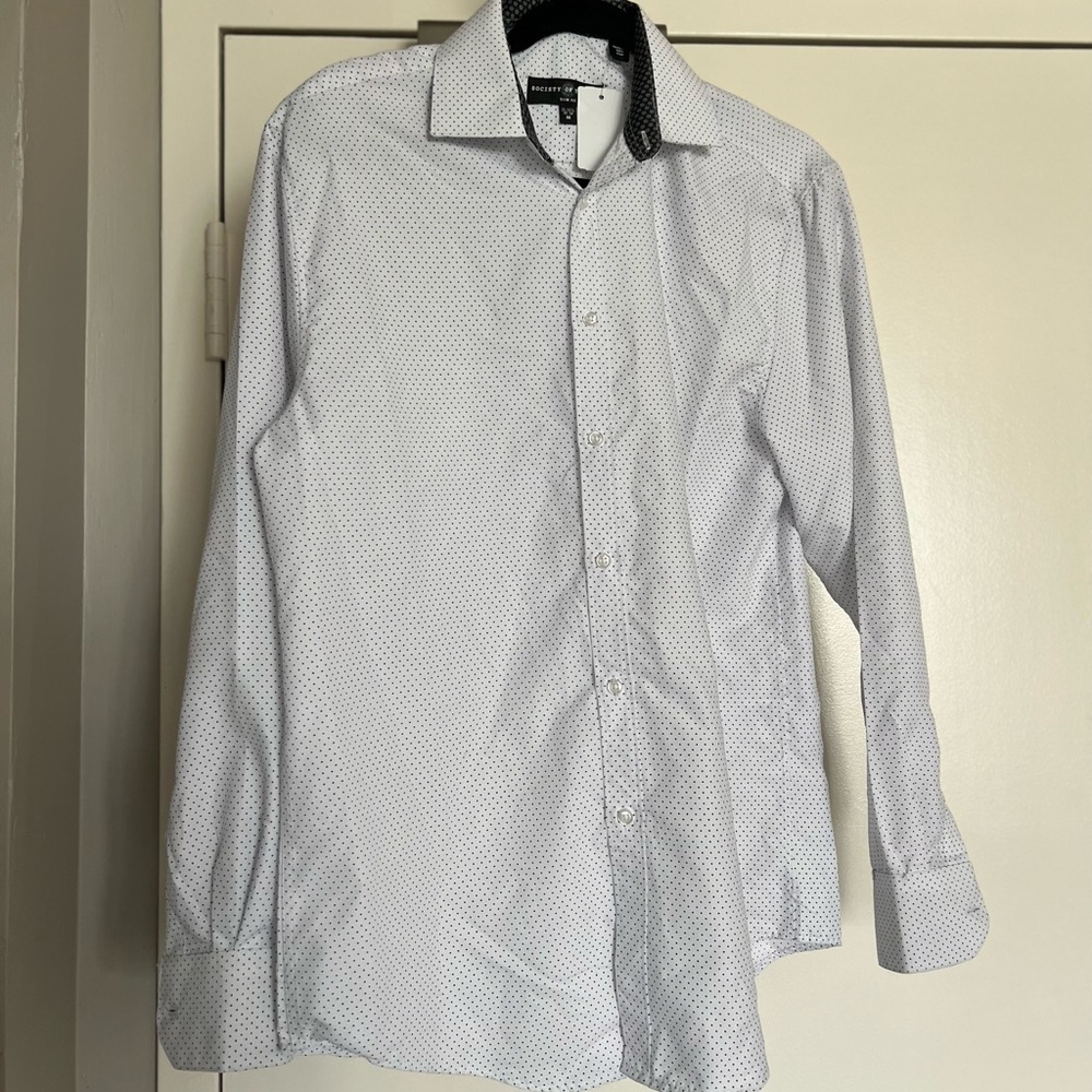 Men’s collared white button up Society of threads NWT